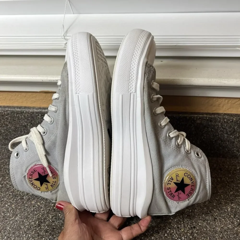 Converse All Star Hi Top Women 6.5 Gray Canvas Sneaker Lace Up Platform Junior 6